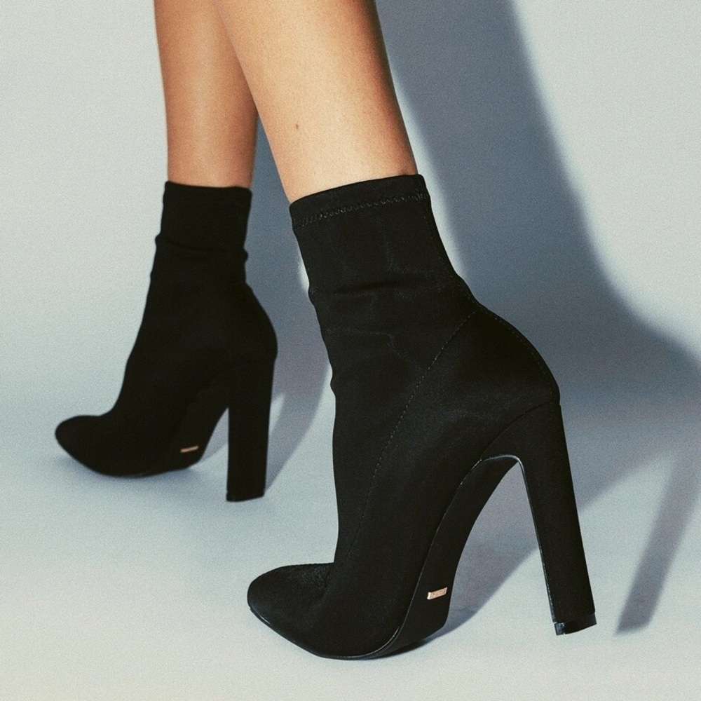 Black sock heels